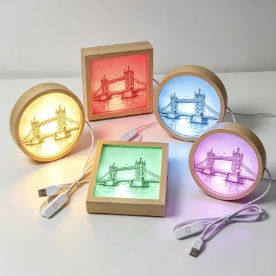 Sublimation Blank Wooden LED Night Light USB Powered PET Sheet DIY Heat Transfer Custom Print Craft Business Starter Decor Gift
