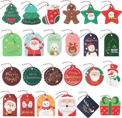 Hot Sale New Year Christmas Theme Gifts Card Tag Decoration Gift Christmas Tree Paper Tags Hangtags