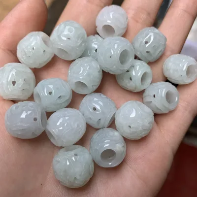 Unique Old Handcrafted Jade Stone Beads Amulet Necklace Pendant Jewelry Accessories