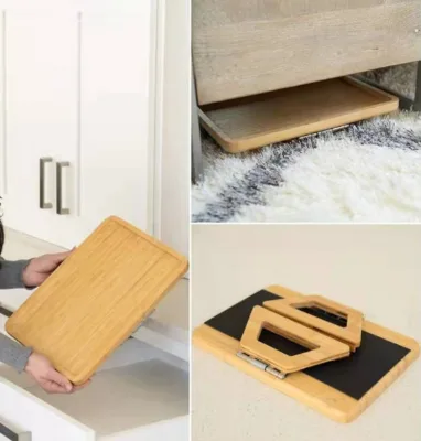 Good Quality Serving Tray Foldable Sofa Arm Tray Clip on Couch Arm Table Bamboo Sofa Table Sofa Armrest Tray with Phone Holder