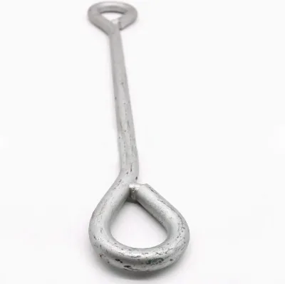 Stainless Steel Hot Dip Galvanized Eye Anchor Rod Heavy Duty 5,000 lb Shear Strength M12 Bolt for Power Line Guy Wire Substation