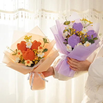 Wholesale Made-up Articles Handmade Woven Bouquet Preserved Flower Bouquet for Gift