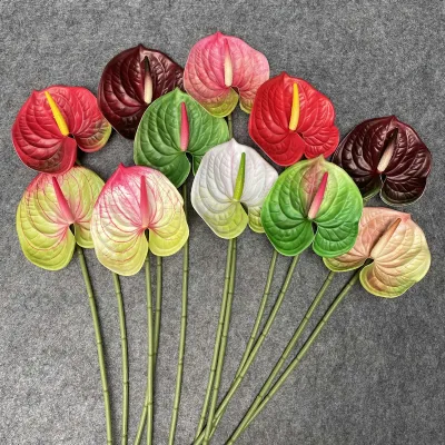 Hot Sale Artificial Plants Shingle Colorful Anthurium for Home Table Decoration