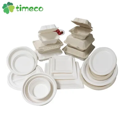 Biodegradable Bagasse Bento Box Sugarcane Disposable Square Bowl Bagasse Clamshell Box Sugarcane Bagasse Pulp Box