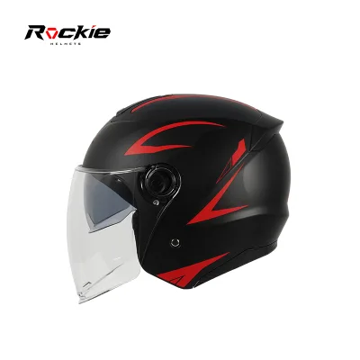 DOT Approved Adult Jet Motorcycle Helmet Dual Visor Built-in Sun Visor ABS Shell Top Vent Custom Graphics for Moped & E-Scooter