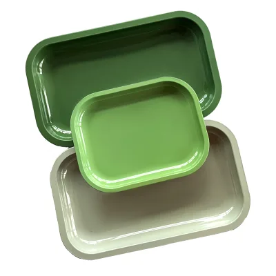 High Quality China Custom Round Food Serving Tray Metal Serving Tray With Handles