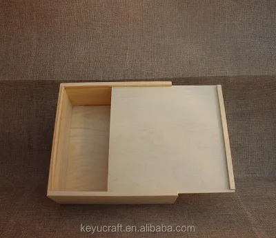 Custom Logo Pine Wooden Box With Sliding Lid