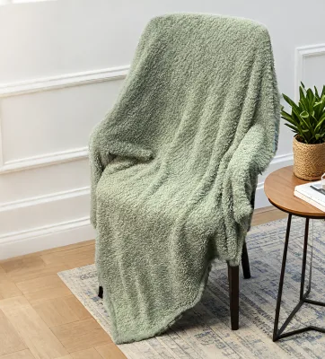 100% Polyester Faux Lamb Wool Throw Plain Style Bedding and Decorative Accessory
