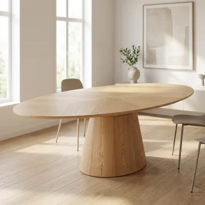 Modern Oval Extendable MDF Dining Table for Kitchen Apartment Hotel Use