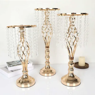 Wedding Flower Stand Metal Iron Flower Vase Stand Crystal Wedding Table Centerpieces Decorations for Party Candle Holder