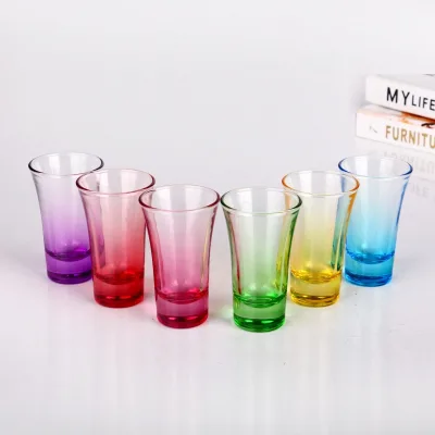 Custom logo High Quality Glass Shot Glasses 60ml/2oz Heavy Base Tall Colored Shot Glass with Color Box Package