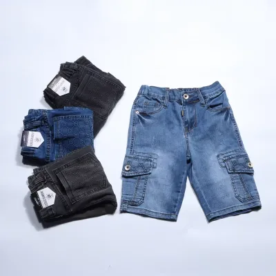 Summer Multi Pockets Kid Jean Pant Button Zipper 3D Short En Jean Wholesale Good Quality for Chilid Pant