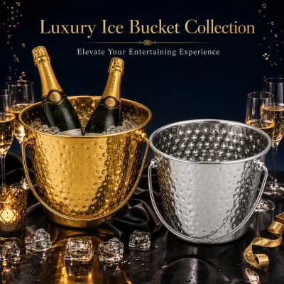 Vintage Gold Metal Ice Bucket Champagne Cooler for Wedding Reception Wine Party Home Bar Table Decoration Event Supplies