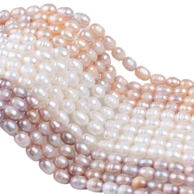 Factory Price 9-10mm Rice Freshwater Pearl Strand Custom Fashion Jewelry Making