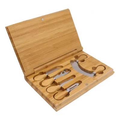 Factory Outlet Products Bamboo Cheese Knife Set With Serving Tray Cheese Knife Set