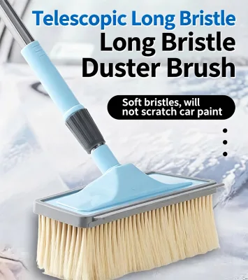 LGL Lake Blue Long-handled Telescopic Soft-bristled Car Wash Brush-Gentle on Paint & Soft Water Park Tool Cleaning Brush
