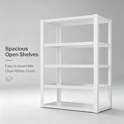 Simple Setup Customizable Steel Shelving Metal Rack Storage Shelf Modular Splicing for Garage Workshop Sundries Storing Scene