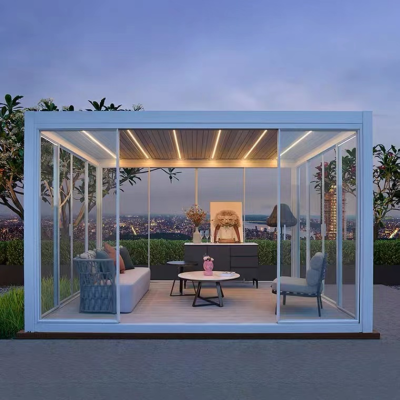 Newest square Automatic Shutter tempered glass Aluminum alloy Pavilion