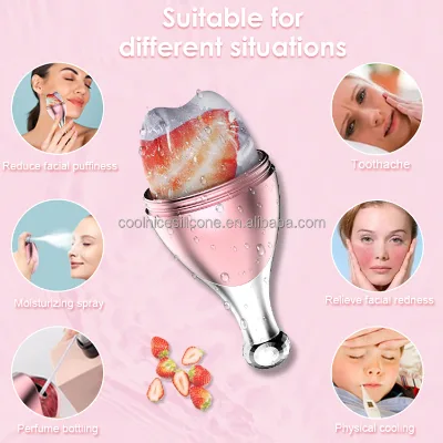 New Patents Facial Icer Beauty Tool Cooler Cryo Ice Cube Tray Rolling Ice Face Roller Glow Cube Ice Roller for Face