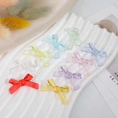 Bulk Wholesale DIY Bowknot Transparent Acrylic Beads 34x21mm Hole:Approx 2mm Approx 290PCs/Bag 1887841