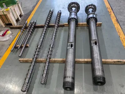 Extruder Screw Barrel Compatible Bimetallic Cylinder 58-62 HRC Hardness 250-400mm Diameter for Erema/NGR/ Pelletizing
