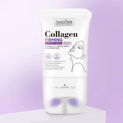 Roll on Neck Creams for Tightening and Firming Improve Elasticity Anti-Aging Neck Collagen Cream with Double Roller Massage