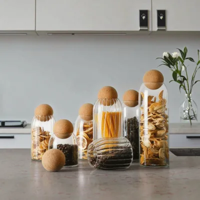 Vertical Round Food Storage Jar Coffee Beans Grains Kitchen Storage Tanks