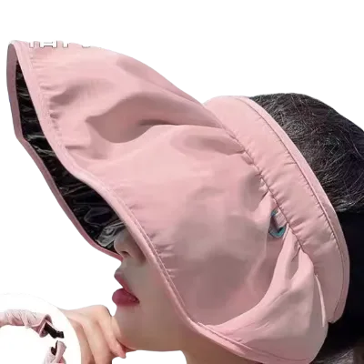 Sun Women's Summer Anti-ultraviolet Sun Hat Riding Empty Top Cover Face Sun Hat Folding Shell Hat