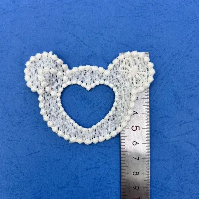 For Doll Lace Milk Silk Flower and Heart Embroidery Trims for DIY Handmade Lingerie Japanese-Korean Style Peach-heart Lace