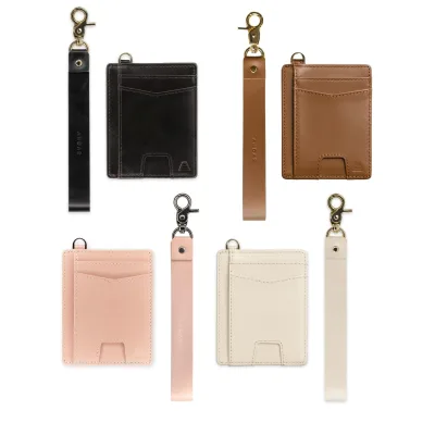 Customized Card Case With Zip Pocket Leather Credit Card Holder Wallet Cardholder