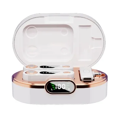 New White Collar Portable Mini Karaoke Microphone One-to-Two Wireless Type C Connector Noise Cancelling for YouTube
