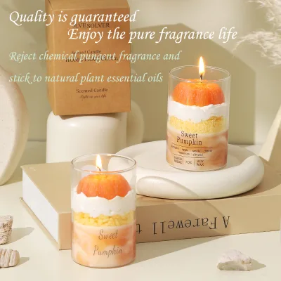 Pumpkin Shaped Scented Candles Floral Pattern Wax Used for Home Bars Ramadan & Diwali Decor Air Refreshing & Freshness Kept