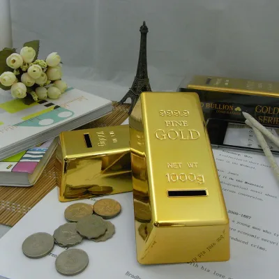 Custom Logo Luxury Gold Vase Home Decor Gold Bar Bullion Money Coin Bank