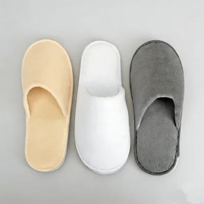 Customized Logo Personalized Eco-Friendly Coral Fleece Disposable Hotel Amenity Kit Including Modern Luxury Guest Room Slippers