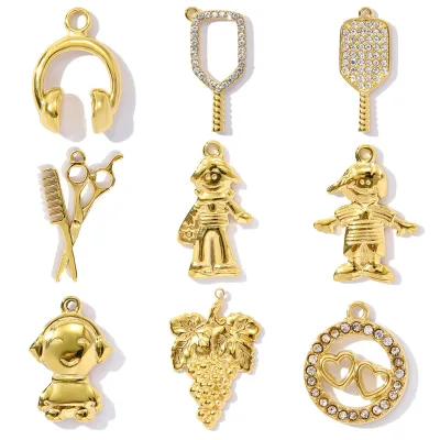 Cute Stainless Steel Jewelry Pendants Boy and Girls Charms Sporty Charms for Diy Necklace Jewelry Making