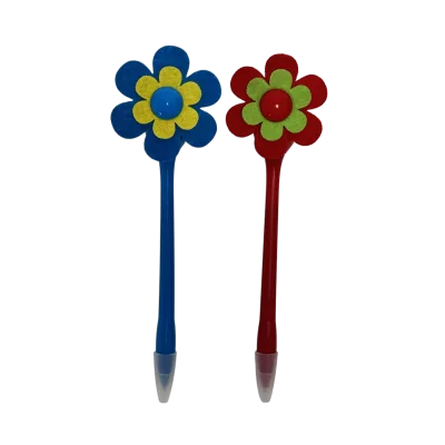 H-TONE Novelty Design Spinning Flower Promotional Plastic Ball Pen with Rotate Felt  Petals for Children