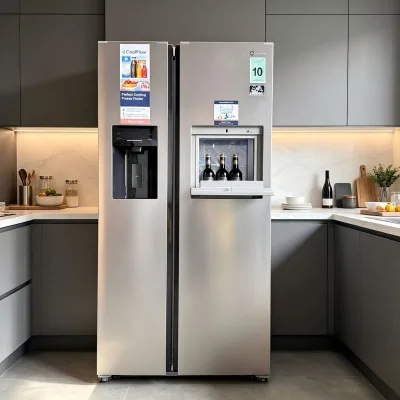 Stainless Steel Kitchen Refrigeration Equipment 606L Fresh Freezer with Ice Maker Mini Bar Side by Side Door Refrigerator