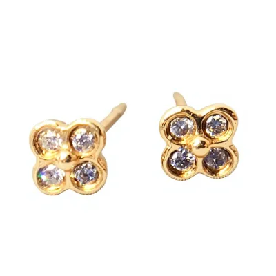 Ehao Jewelry Diamond Four-leaf Clover Stud Earrings European American Fashion OL Simple Classic Hot Selling