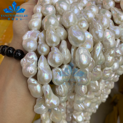 Wholesale 22mm-26mm Natural Freshwater Baroque White Pink Loose Pearls for Bracelet & Necklace Jewelry Making