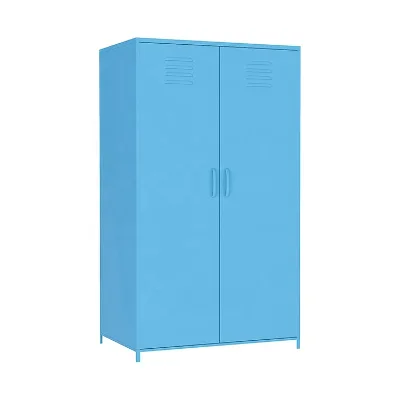 Hot Sale Metal Wardrobe Cabinet Nordic Design Apartment 2 Door Kids Clothing Armoire Steel Furniture Locker Coset Steel Wardrobe