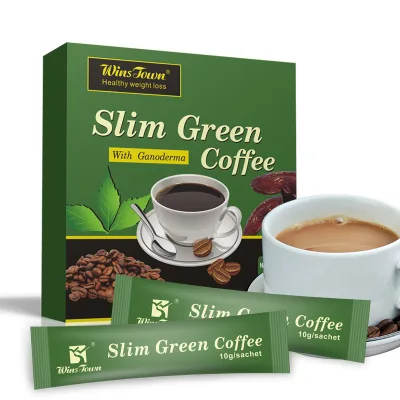 Hot Selling Custom Green Herbal Decaffeinated Instant Slimming Coffee Weight Loss Neutral Taste Powder Form Packaged in Box