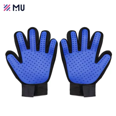 MU Pet Grooming Gloves for Dogs and Cats with Soft Rubber Tips, Gentle Massage Tool