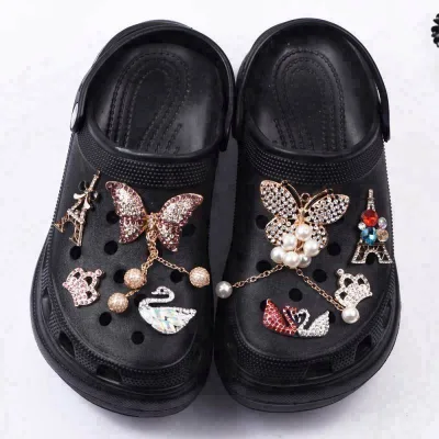 Custom Rhinestone Metal Bling Crystal Shoe Charms for Designer Shoes Decoration Ornament Xmas Gift