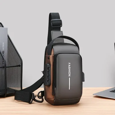 Multi-functional Combination Lock Fashion Men's Chest Bag Large Capacity Portable Mobile Phone Messenger Shoulder Bag