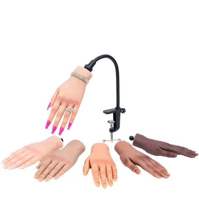 Best Selling Manicure Nails Model Soft Silicone False Hand Training Nail Practice Hand With Stand