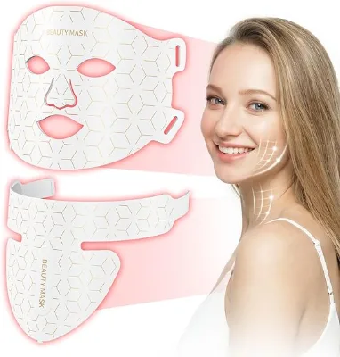 Soft Silicone Facial & Neck Beauty Mask Set Home Facial SPA Mask Skin Care Tool Portable Face Treatment Mask with Remote Control