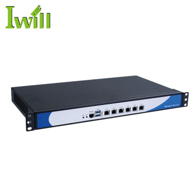 1U Rack Mount Server Pc 3855u Dual Core 6 Ethernet Ports Linux Firewall Server with Fan