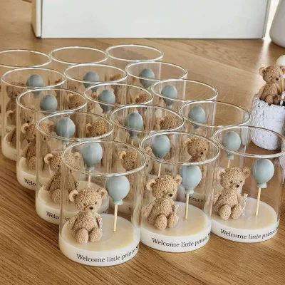 Joyway Custom Soy Wax Handmade Eco-Friendly Scented Candles-Unique Blue Bear Design for Baby Shower Weddings Christmas Gifts
