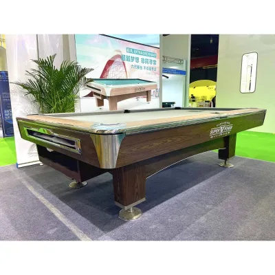 Factory Wholesale Price Commercial Use Household Indoor Pool Table with Slate Cushion and Slanting Wood Frame for Sale