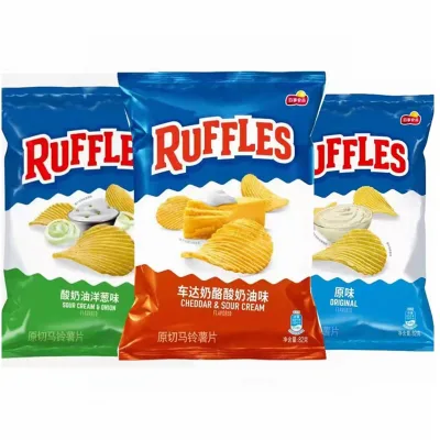 Ruffles Lays Chips Onion Yogurt Flavor Cheddar Cheese Sour Cream Flavor 82g Exotic Snacks